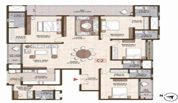 Godrej Yeshwanthpur 4.5 BHK Apartment Floor Plan